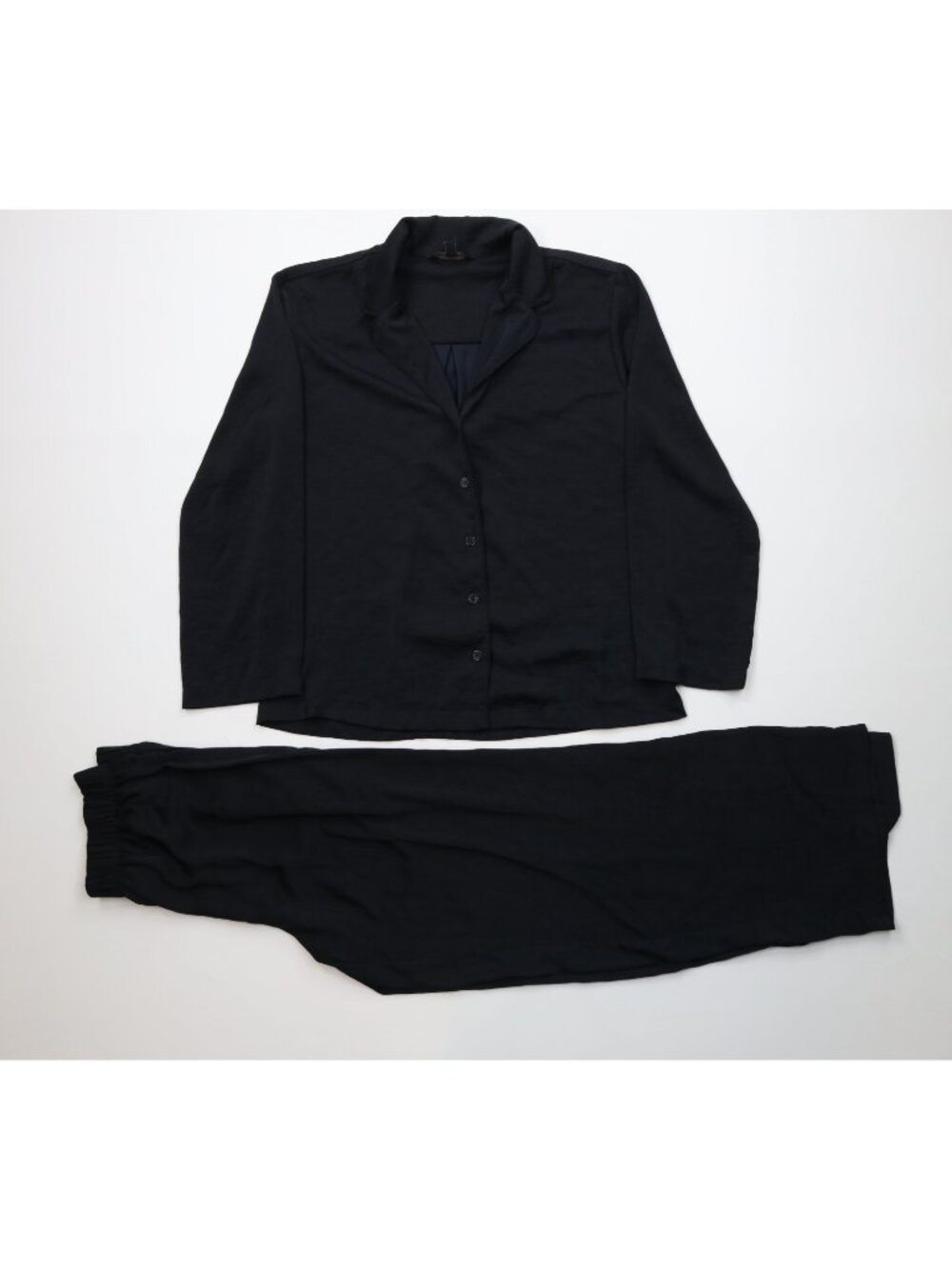 Banana Republic Womens Medium 2 Piece Silky Polyester Pajamas Pjs Wide Leg Black